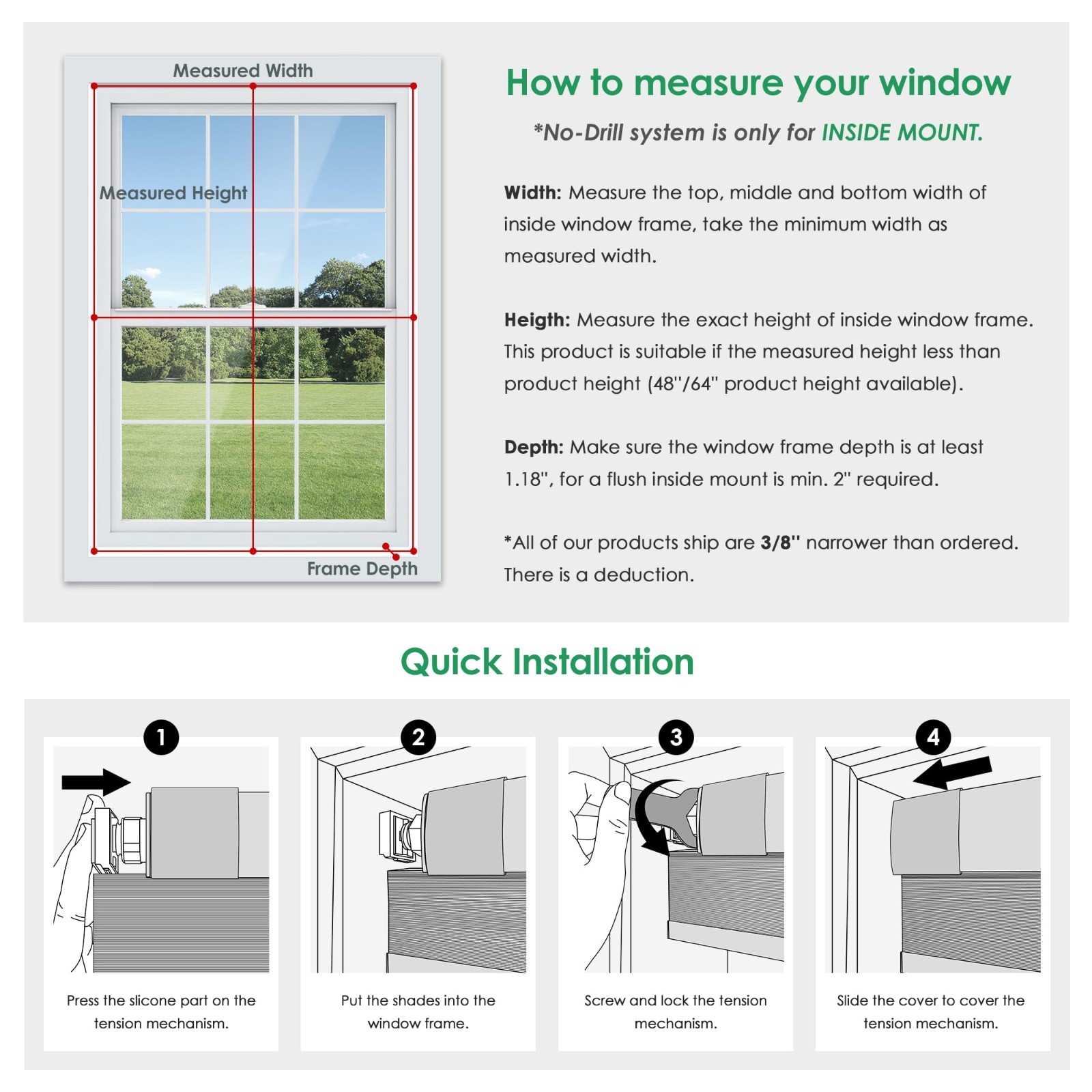 LazBlinds No Drill Cordless Cellular Shades 23×64 Grey Light Filtering Blind