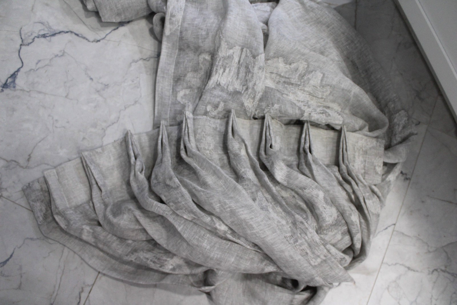 2 Custom Made 100% linen pinch Pleat Curtain SHEER Panel in Silver Gray 30″X103″