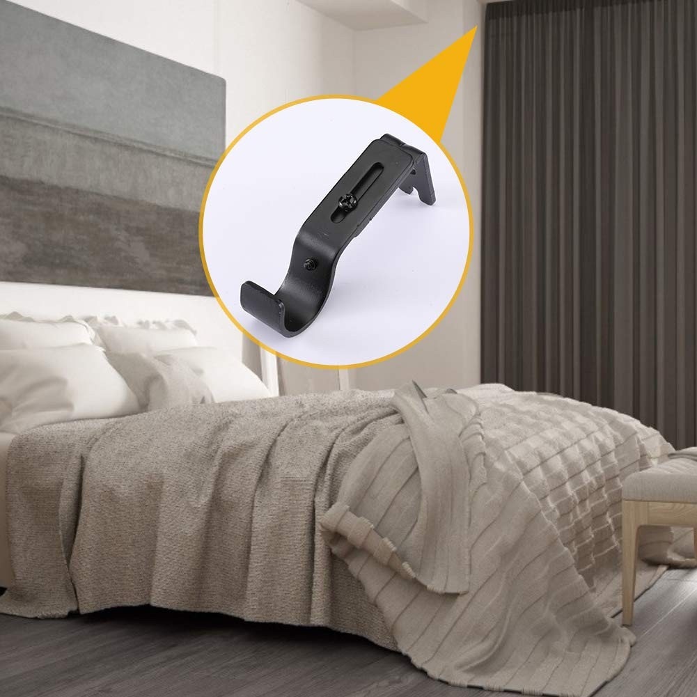 8 PCS Black Heavy Duty Adjustable Curtain Rod Brackets Fits 11/8 11/4 In Rod