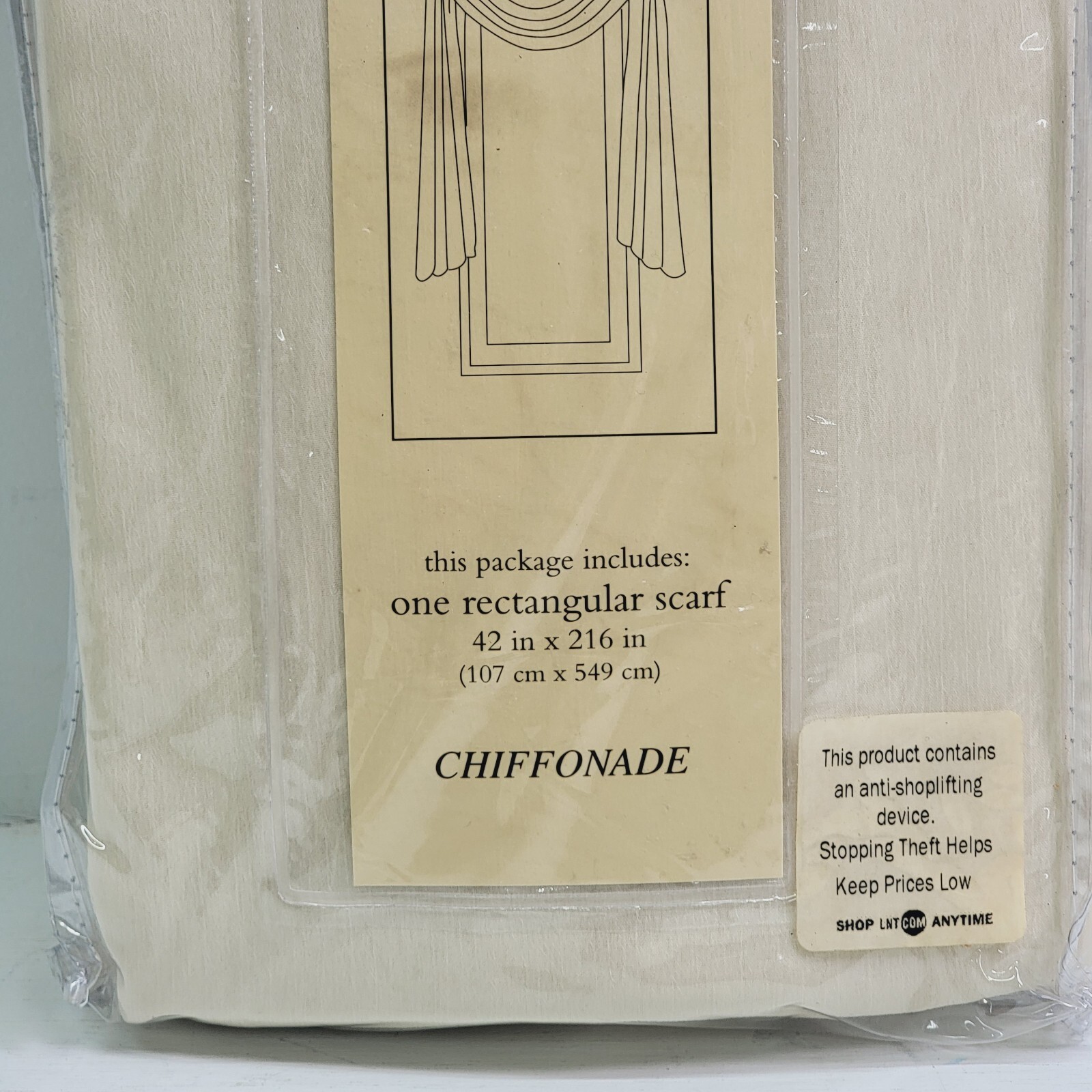 Peri Homeworks One Rectangular Scarf Curtain 42×216 Chiffonade Vanilla Sheer New