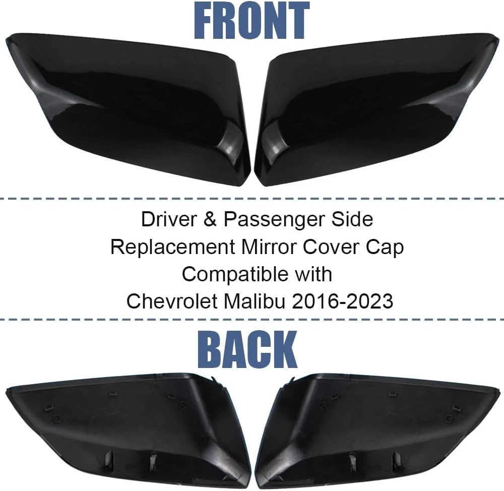 Side Mirror Cover Cap Compatible with Chevrolet Malibu 2016-2024 Replaces Drive