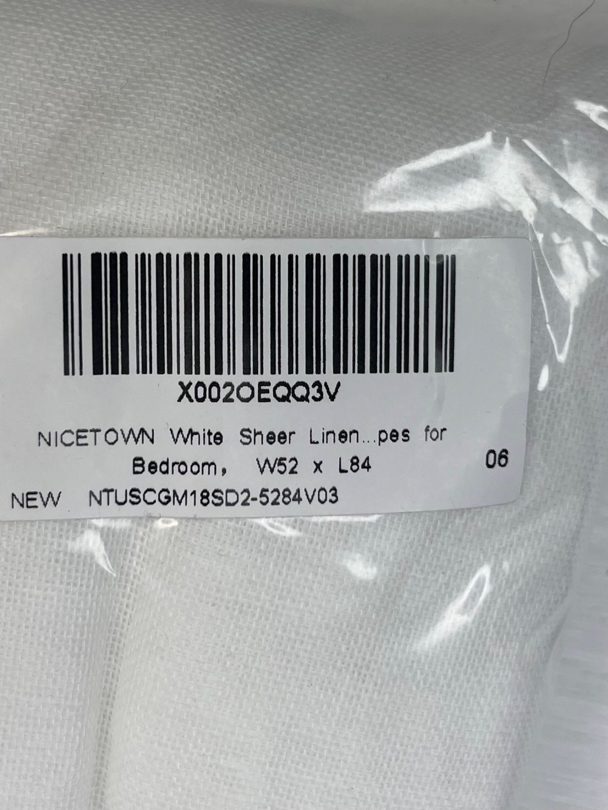 Nicetown White Sheer Linen Curtain Pack of 1 W52 X L84 With Grommets New
