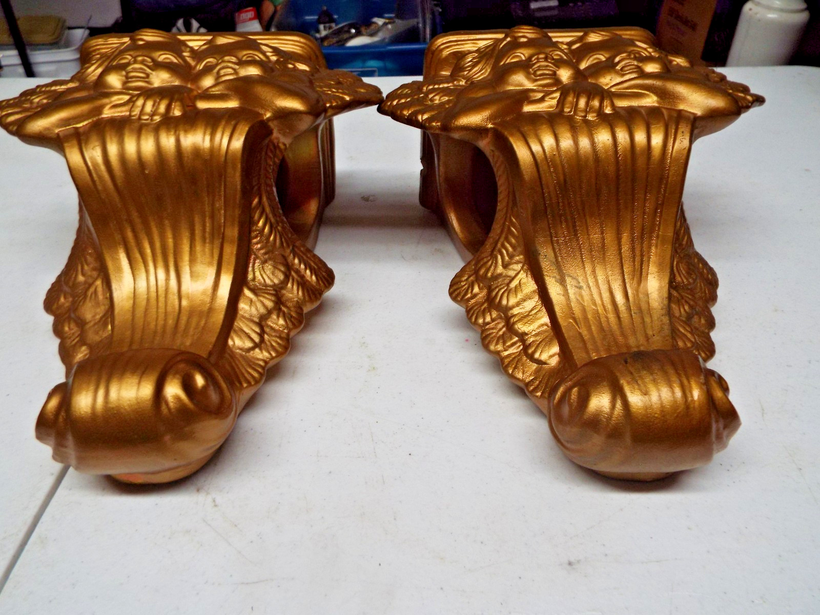 2 Vintage Ceramic Angel Cherub Drapery Curtain Rod Wall Hanging Sconces