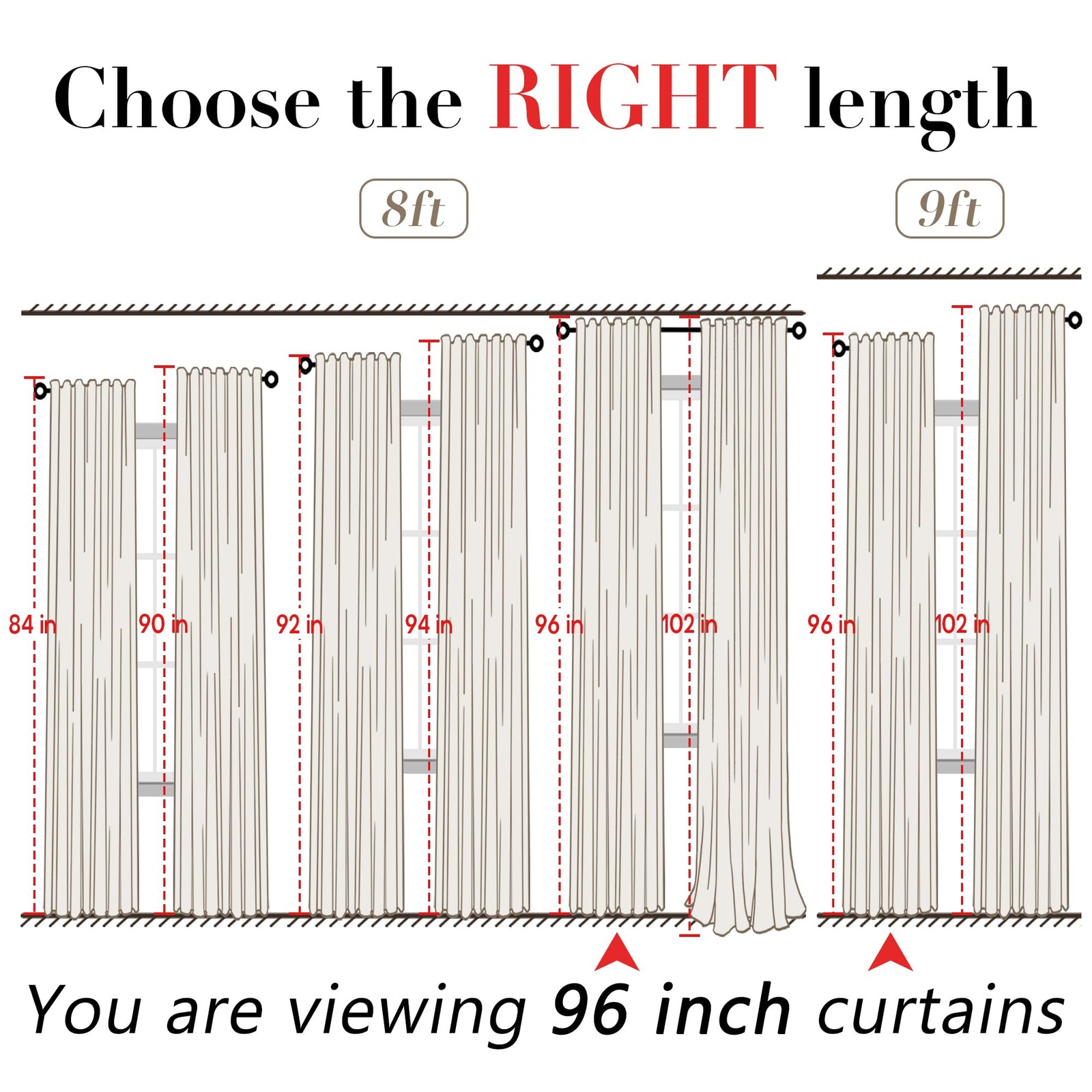 Linen Curtains 96 Inch Long 2 Panel Set, Cream Sheer Pleated Curtain for Livi…
