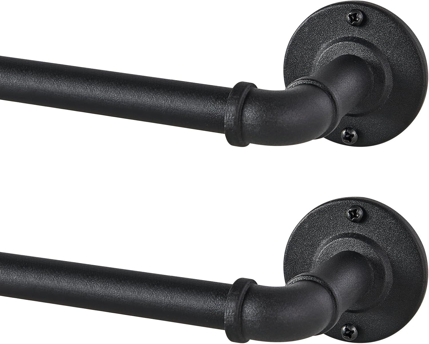 2 Pack Industrial Curtain Rods for Windows 48 to 84 Inches, Blackout Wrap around