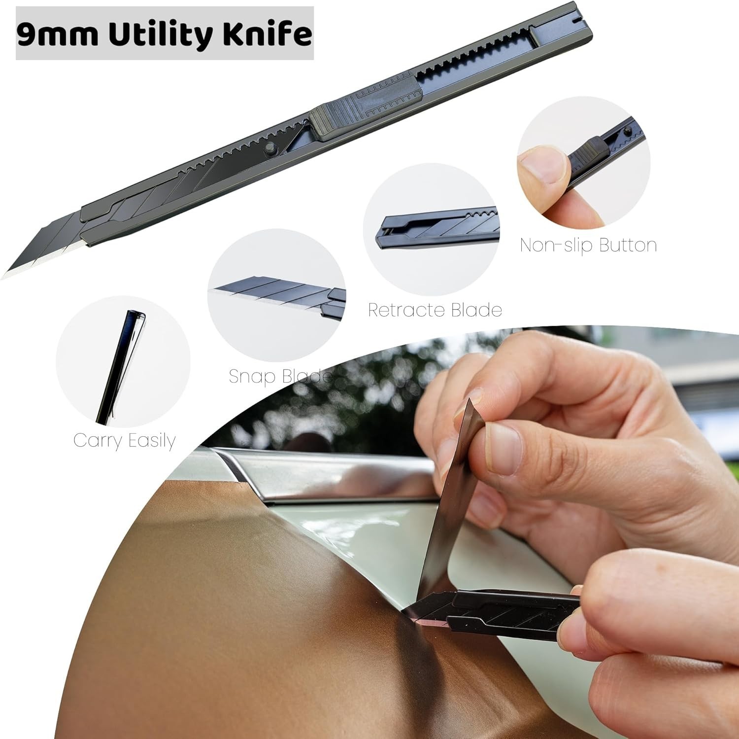 Premium Vinyl Wrap Tool Kit: 7PCS Car Wrap Installation Tools with Carbon Fiber