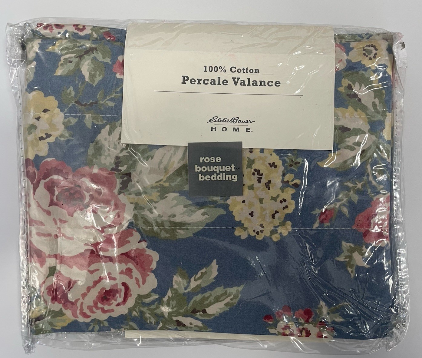 Eddie Bauer Home Rose Bouquet Floral Valance Cotton 82” X 21” NEW * QUALITY