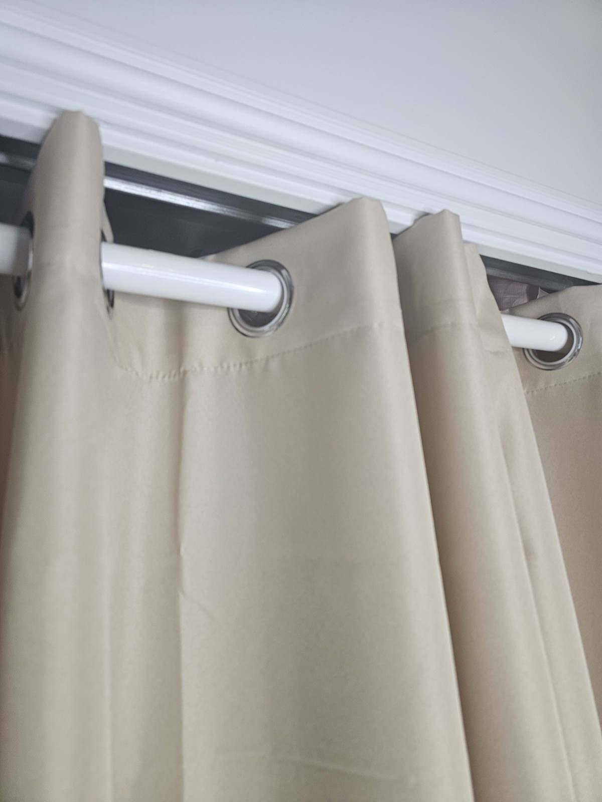 Beige Grommet Curtain Panel Set 54×84 100% Polyester (4 Panels)