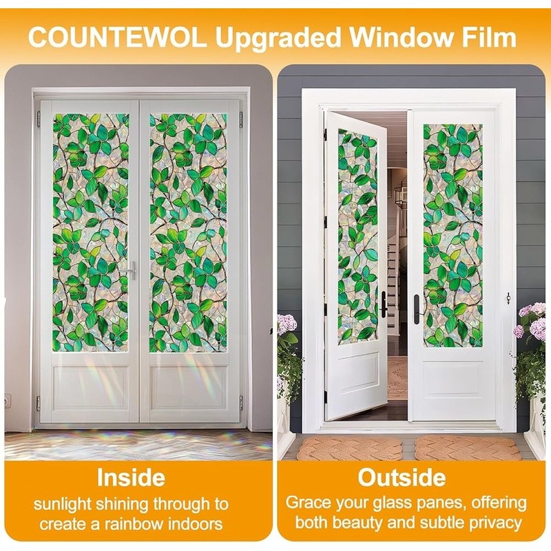 Decorative Window Film Privacy Stickers Easy Install Rainbow Effect Home Decor
