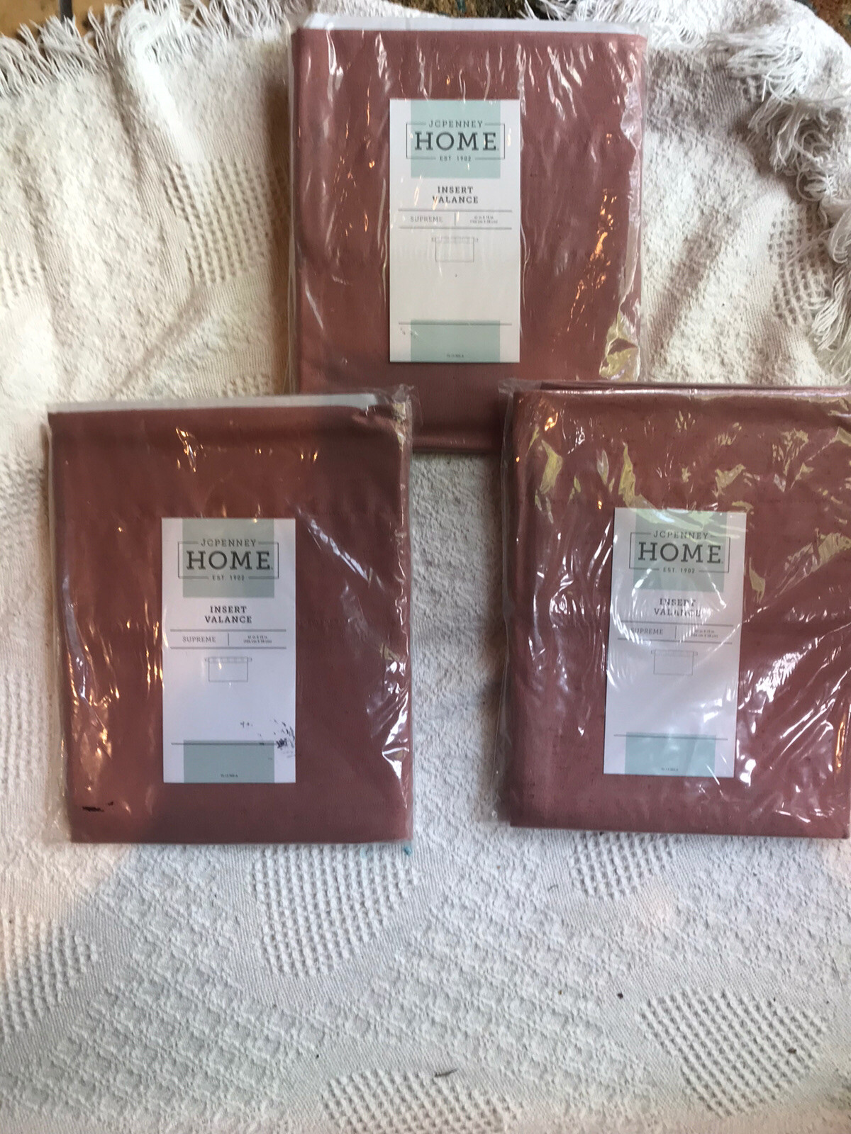 Jcpenny Home Supreme Dusty Copper (3) Insert Valance 3 In Rod-Pocket 41 X15” New