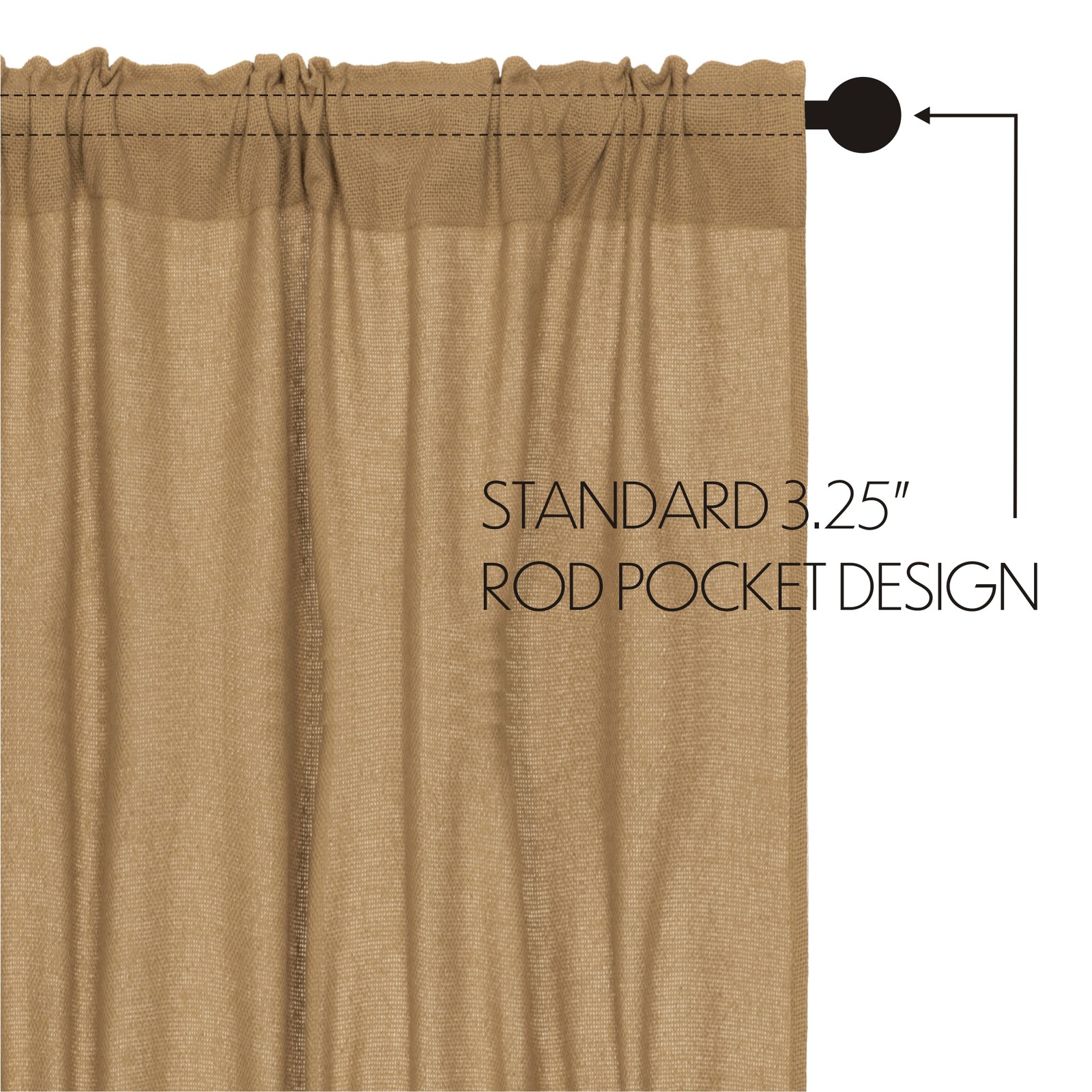 Farmhouse 24″x36″ Tier Pair Tan Rod Pocket Kitchen Window Curtains VHC Brands