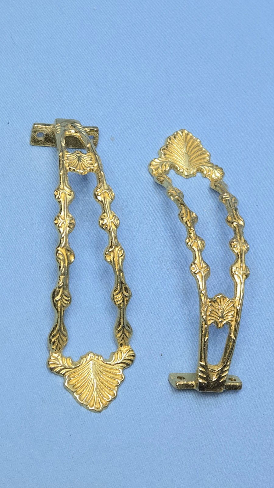 Brass Curtain Drape Tie Back Ornate Leaf Hollywood Regency Set 2 Holder Floral