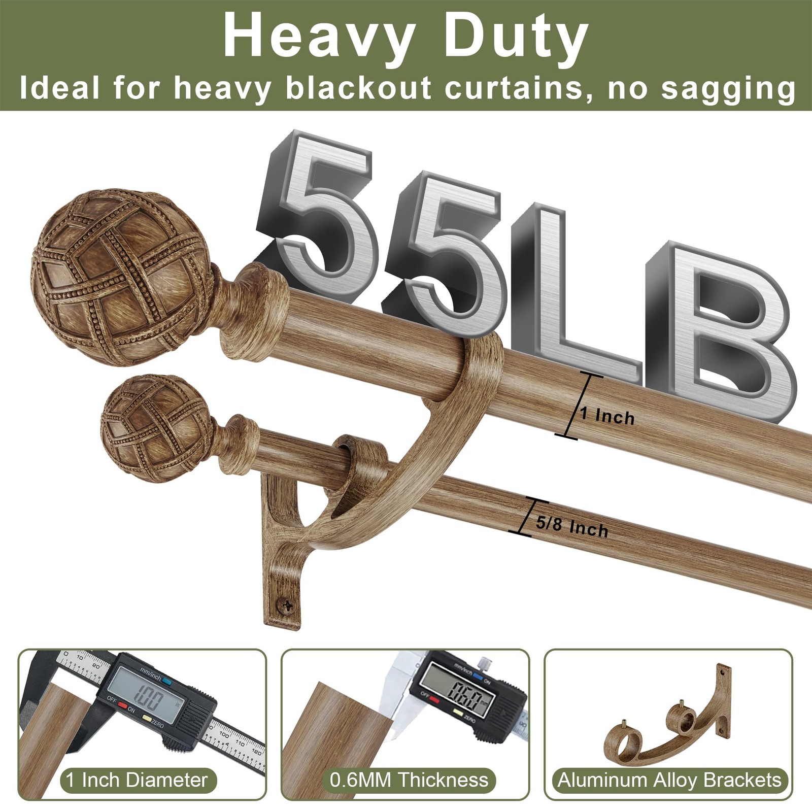 Vimayta Double Curtain Rods 72 To 144 Inches6-12Feet For Window Adjustable