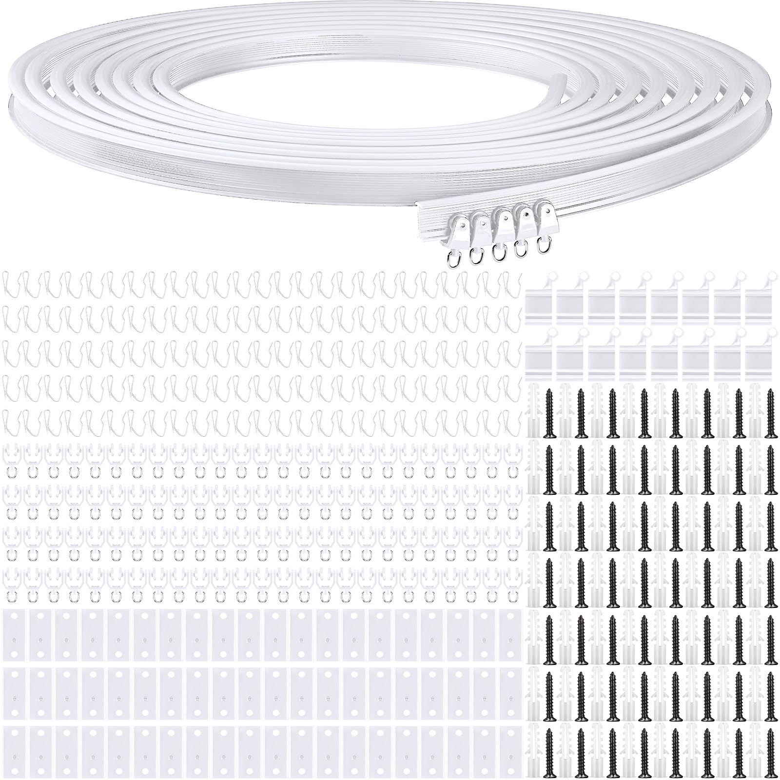 Jetec Curtain Tracks Ceiling Flexible Curtain Track Bendable Rail Curved Wall