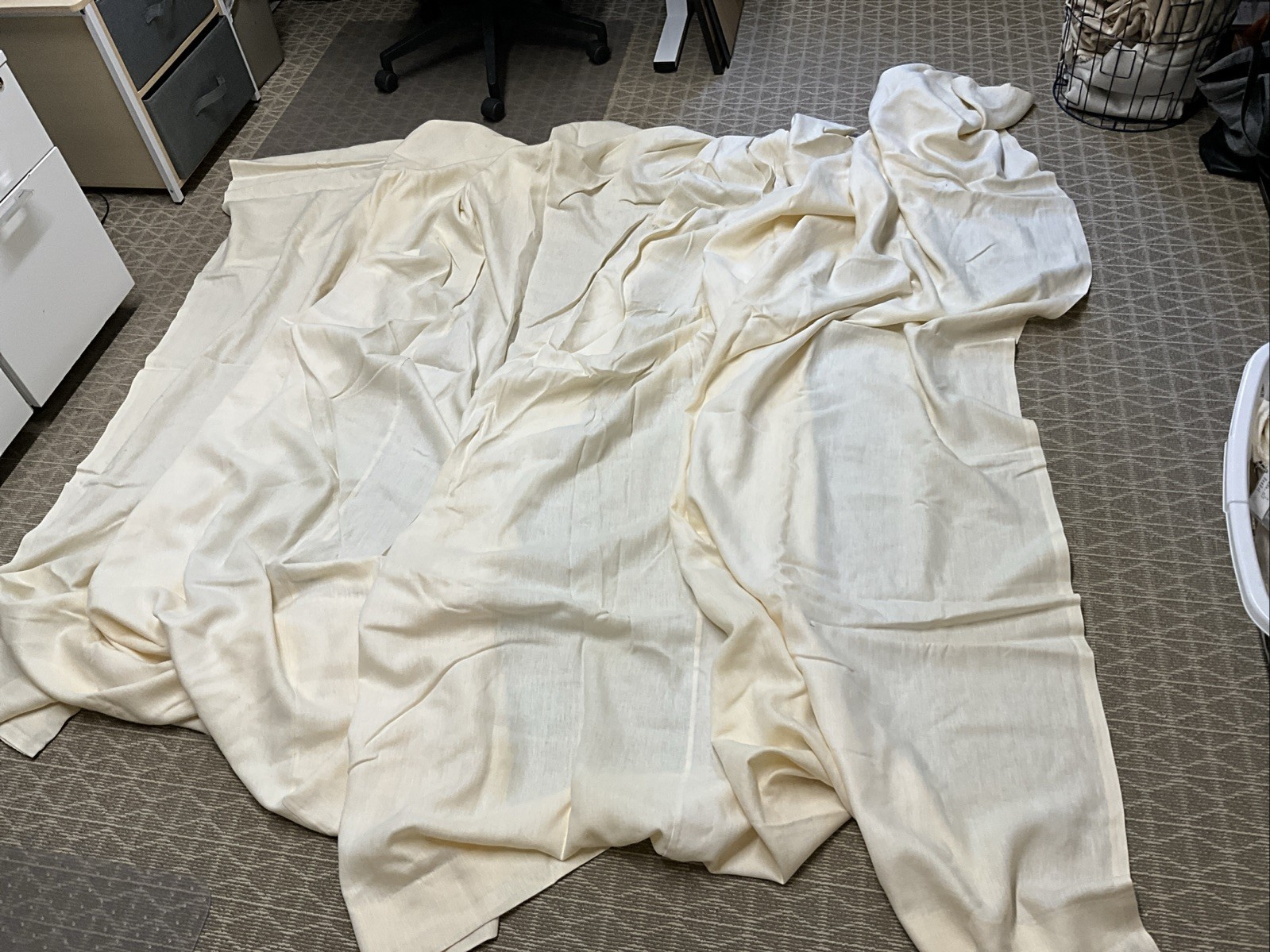 Large Drapery Panel, Unfinished Top, 3 Widths, Cream Color, 102 H X 150 W
