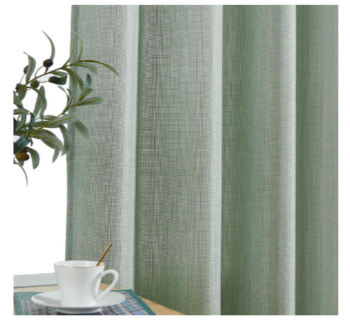 Jinchan Curtain Panels Green Linen Textured Curtains 38 x 96 Rod Pocket Drapes