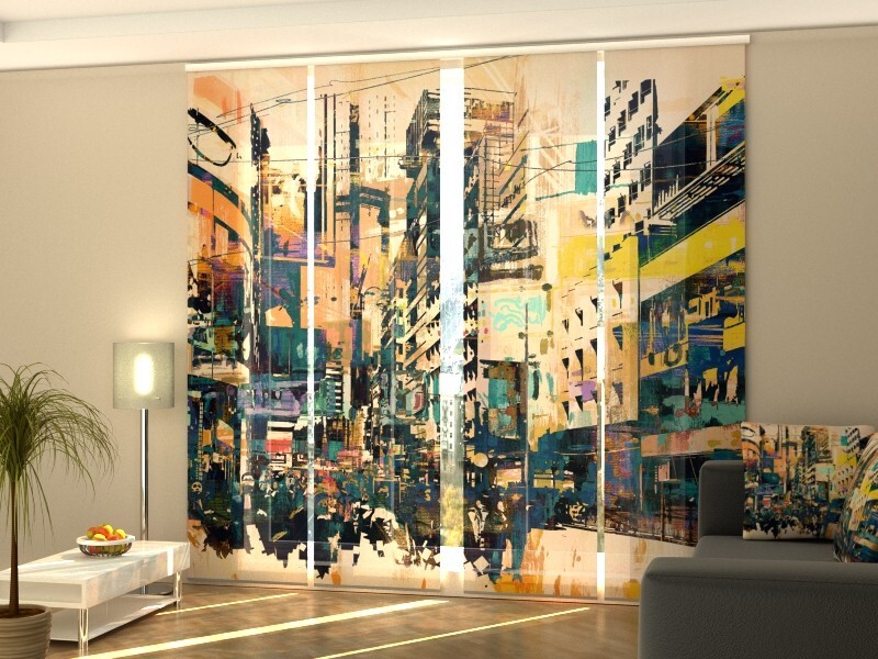 Sliding Panel Curtain Wellmira for Patio Door, any sizes – Abstract New York
