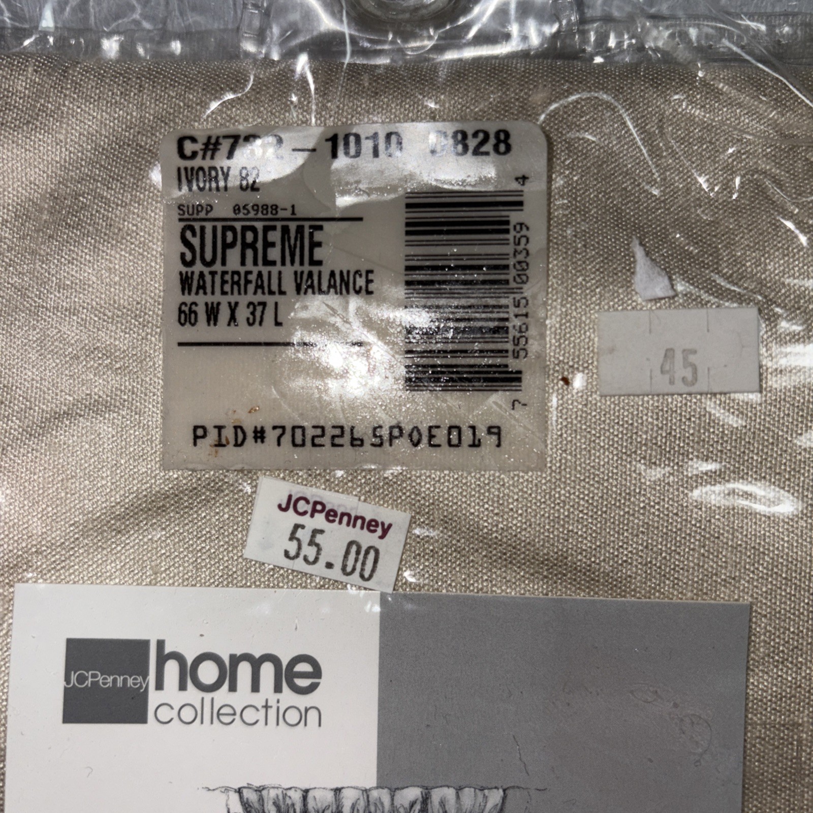 JCPenny Home Collection surpreme waterfall valance Ivory 82 C# 732-1010 0828