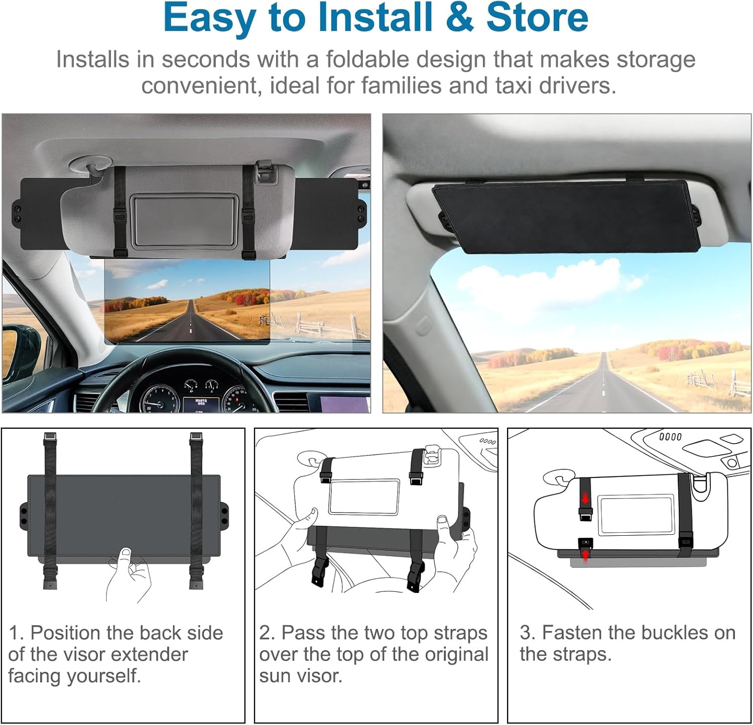Sun Visor Extender for Car, Visor Extender Sun Blocker, Sun Visor Extension with