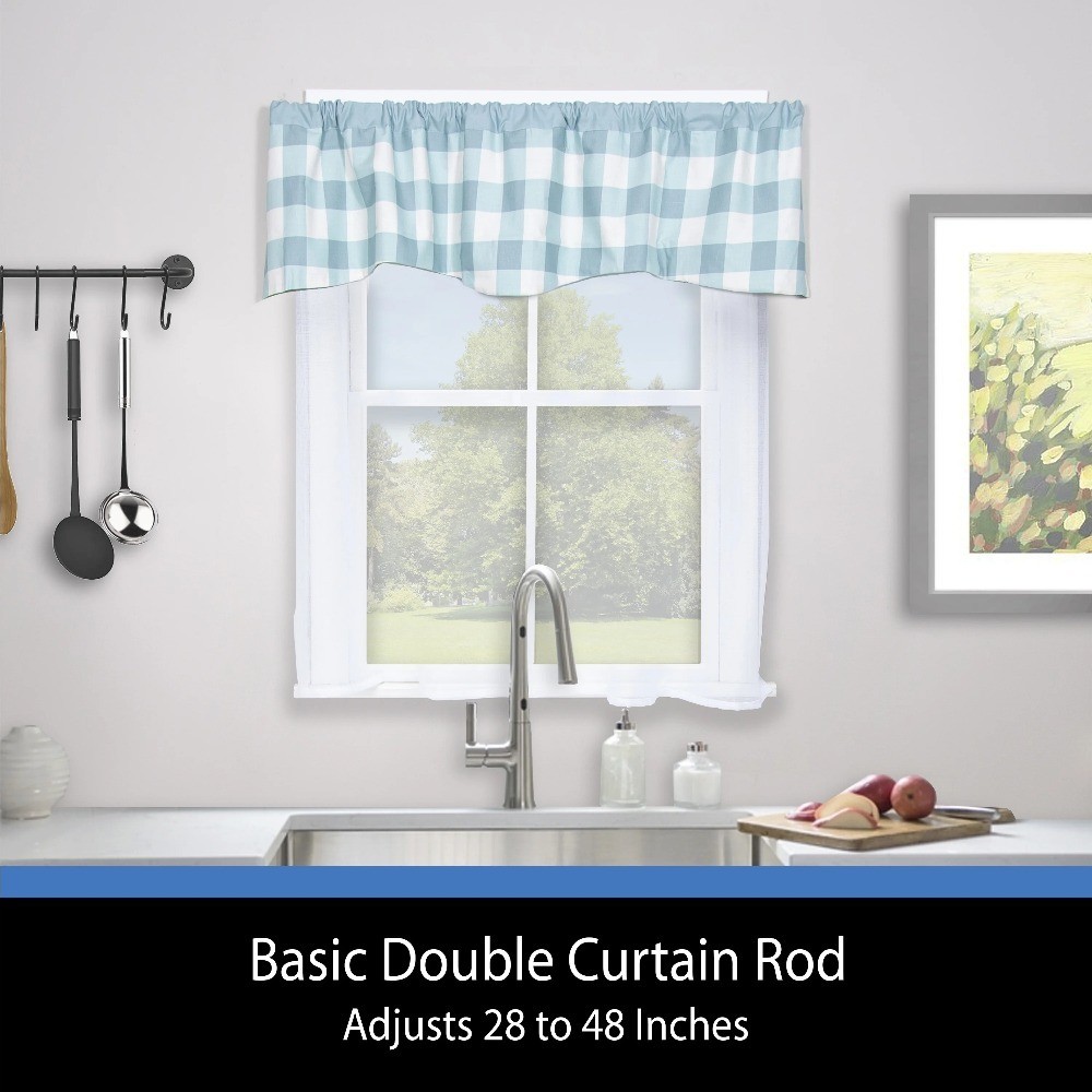 2-Pack Adjustable Double Curtain Rod White Finish Metal Wrap Around 28 to 48