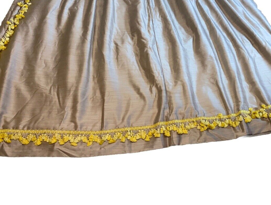 Custom Pinch Pleat Curtain Drape Beige Champagne Pom Fringe Trim WIDE 90 Long