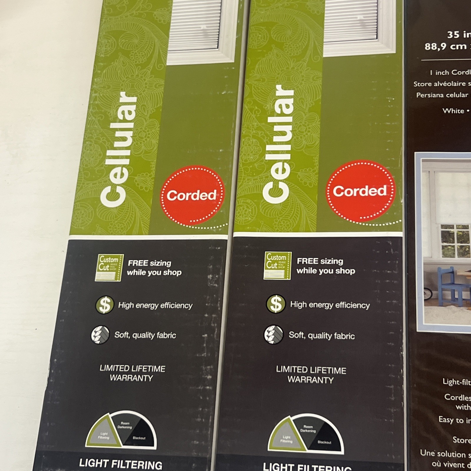 Bali/Allen + Roth Set Of 4 35”X 72” WHITE – Cellular Shade New