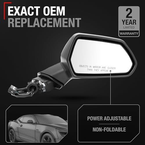 Replacement – Compatible with 2016-2021 Chevrolet Camaro Passenger Side Mirror