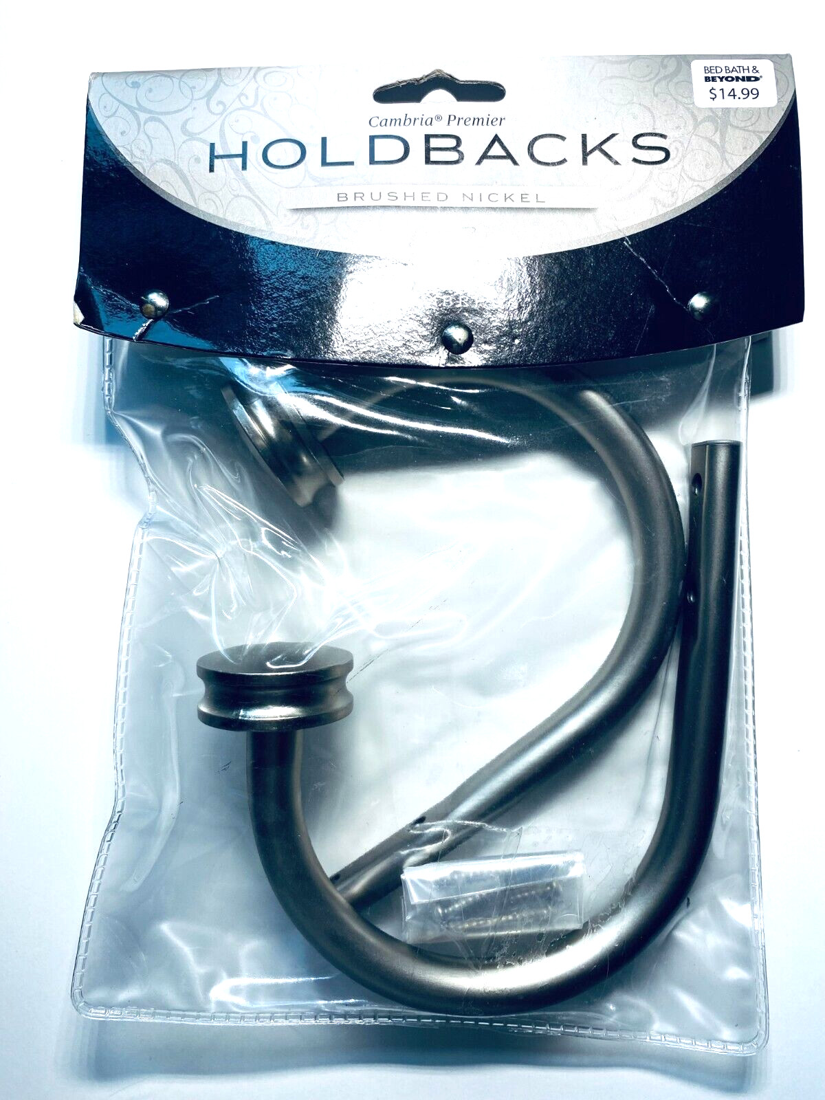 Holdbacks Hooks in Brushed Nickel 5 1/2 x 4 3/4 Inches. New