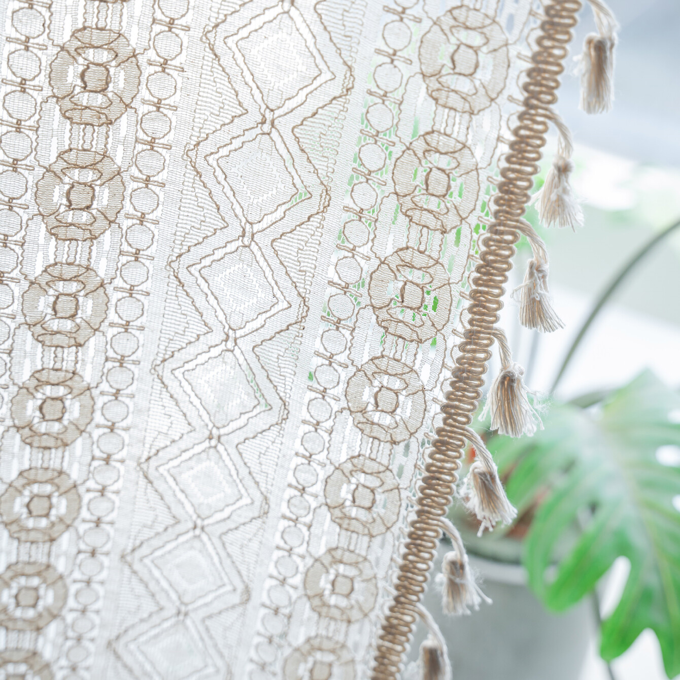 Hobo Crocheted Curtains Vintage Bless Lace Drapes Tassel Macrame Curtains Decor