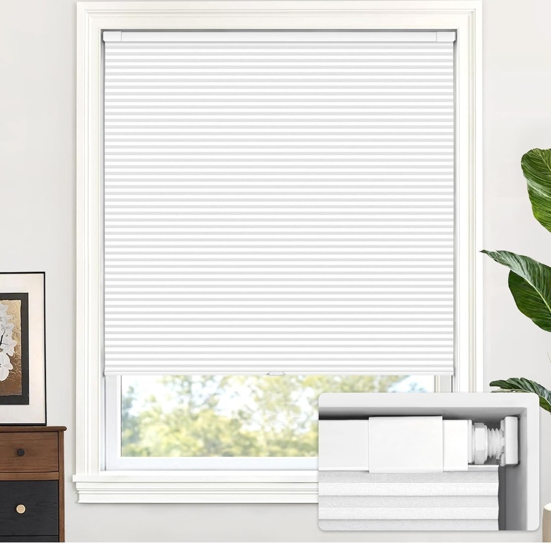 LazBlinds Cordless Cellular Shades No Drill Blackout Honeycomb Shades 22’w×36’h