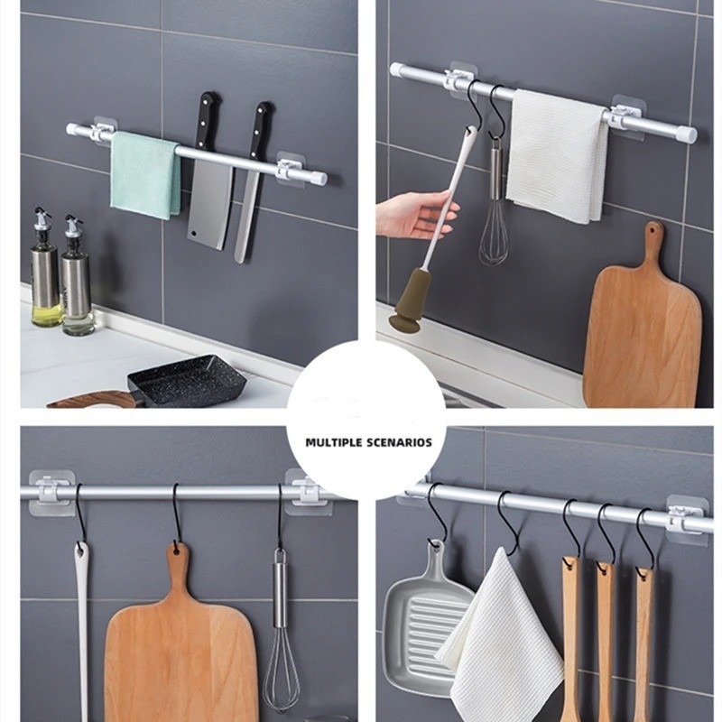4PCS Adjustable Curtain Rod Clip Self Adhesive Clamp Hook Curtain Holder Wall