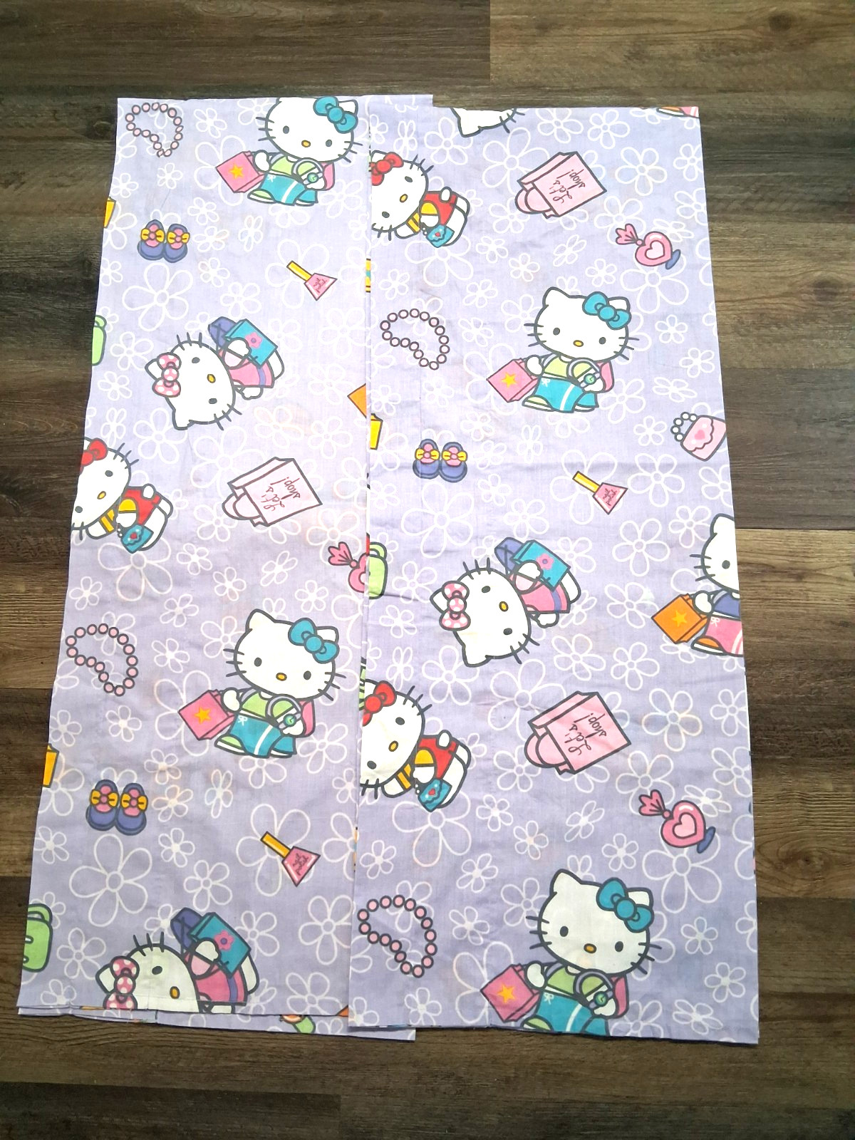 Y2K 2003 Hello Kitty Curtain Valances Purple Flower Set of 2 Shopping Kawaii