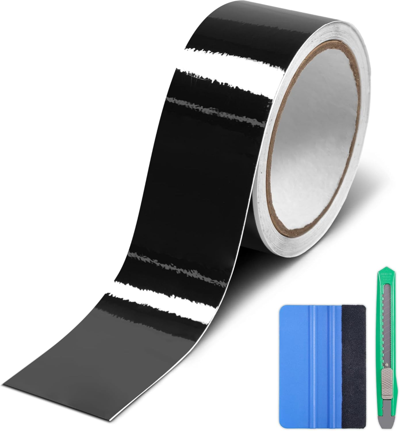 Gloss Black Vinyl Wrap for Chrome Delete, 2 Inch x 30ft Automotive Grade Self…