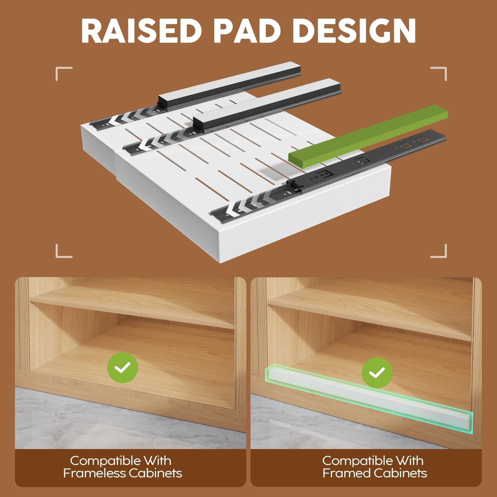 Seinloes 2 Pack Expandable Pull Out Cabinet Organizer 16.5″Deep with Raising …