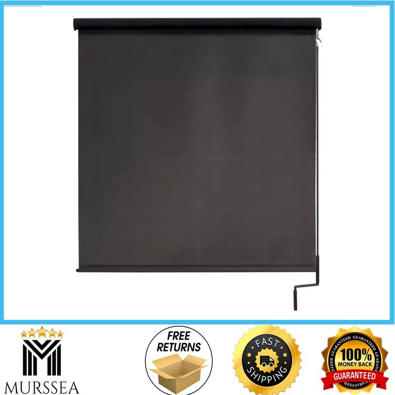 SeaSun Moonstone Dark Brown Cordless Outdoor Roller Shade with Valance 120 x 96