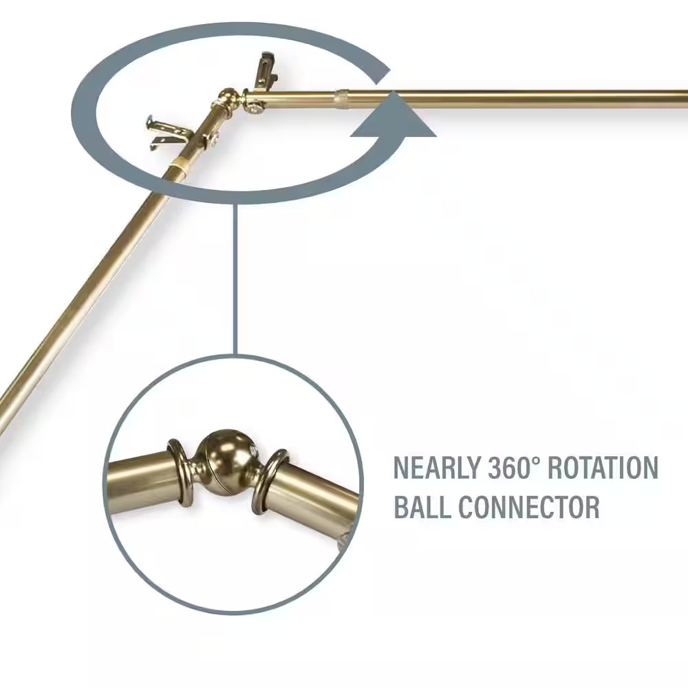 Bud 13/16 In. Bay Window Double Curtain Rod in Antique Brass