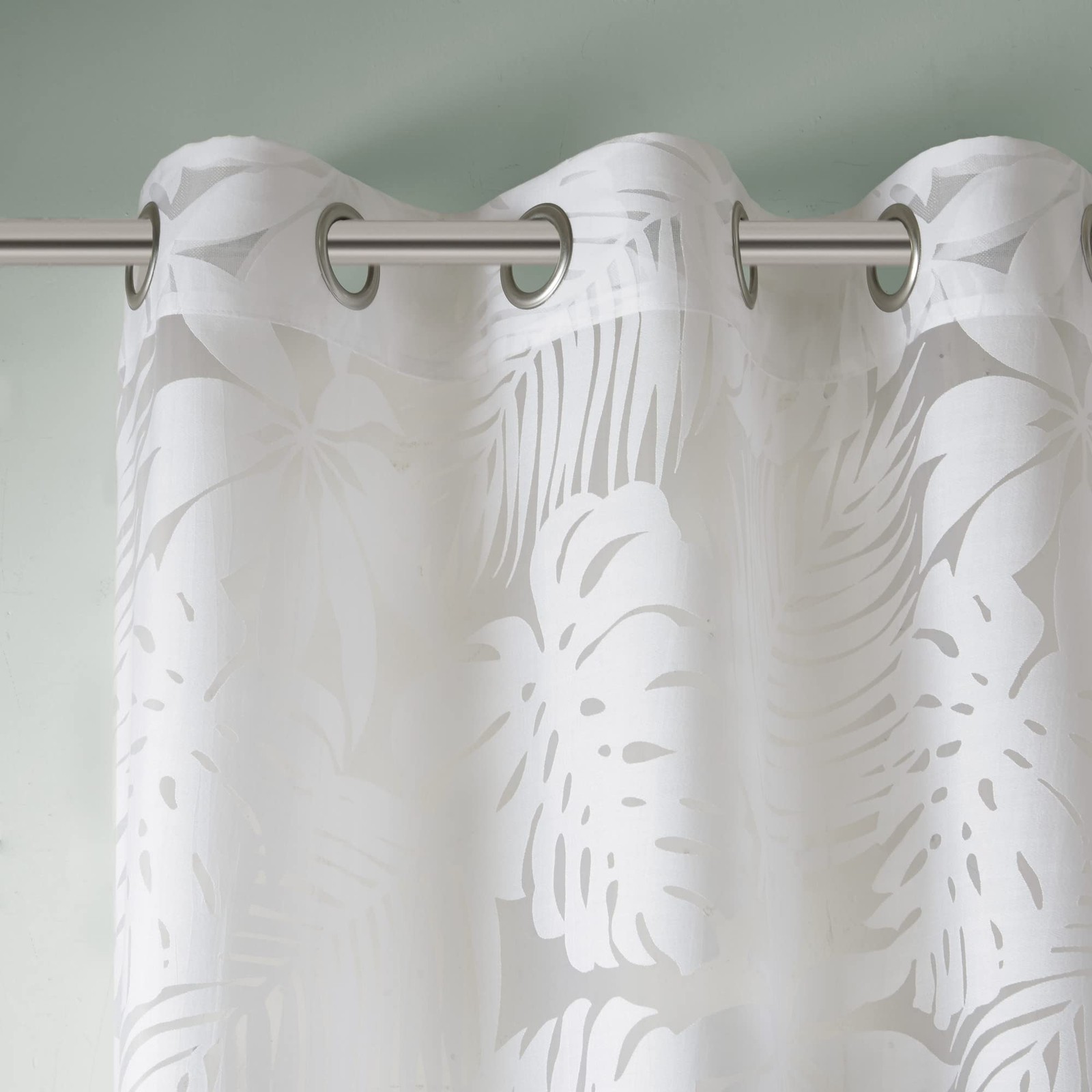 Semi Sheer Single Curtain Modern Contemporary Botanical Print Out Design, Gro…