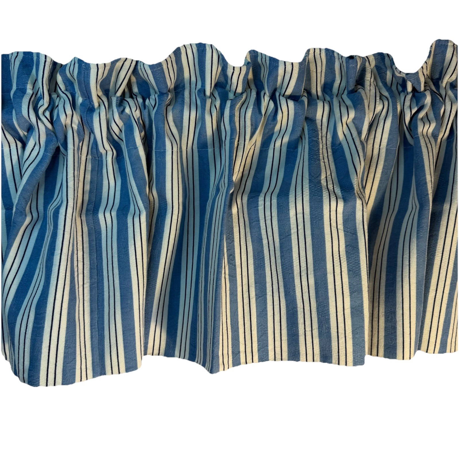 Waverly Blue & White Vertical Stripe Floral Embossed Valance 72” X 15” Lot Of 4
