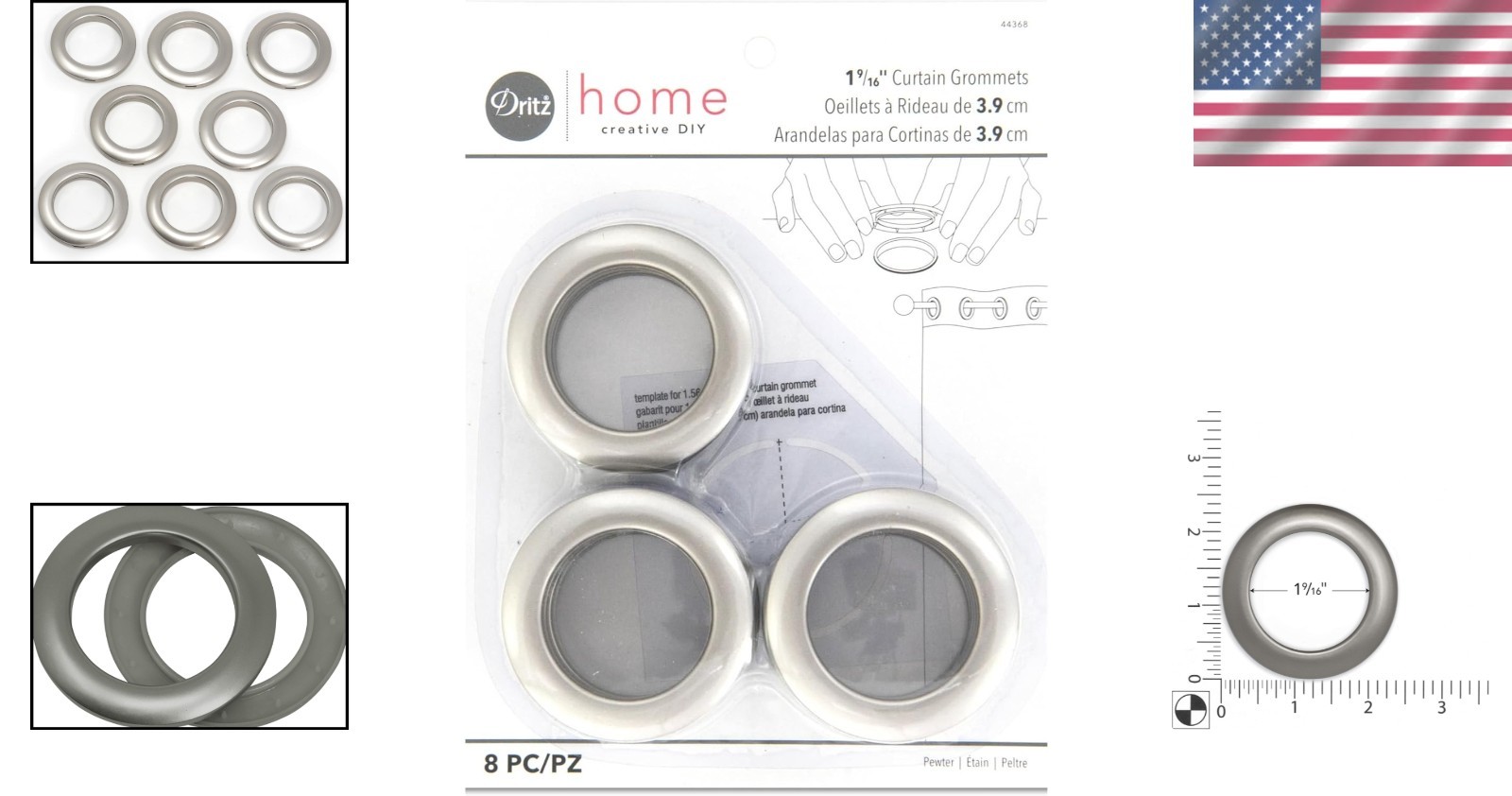 Stylish Pewter Grommet Kit – 8 Durable Curtain Hardware for Easy Install