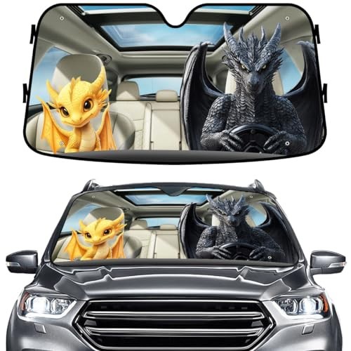 Dragon Wings Windshield Sun Shade for Car SUV Truck (69×35 Inches), Sun Shade