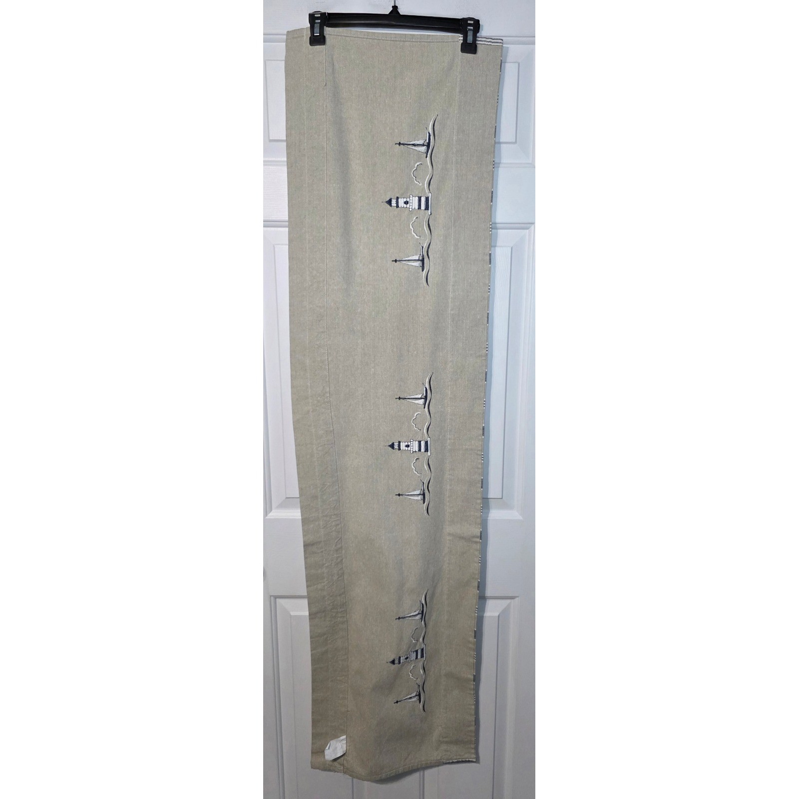 Nautical Lighthouse Sailboat Embroidered Window Valance Cotton 58×15