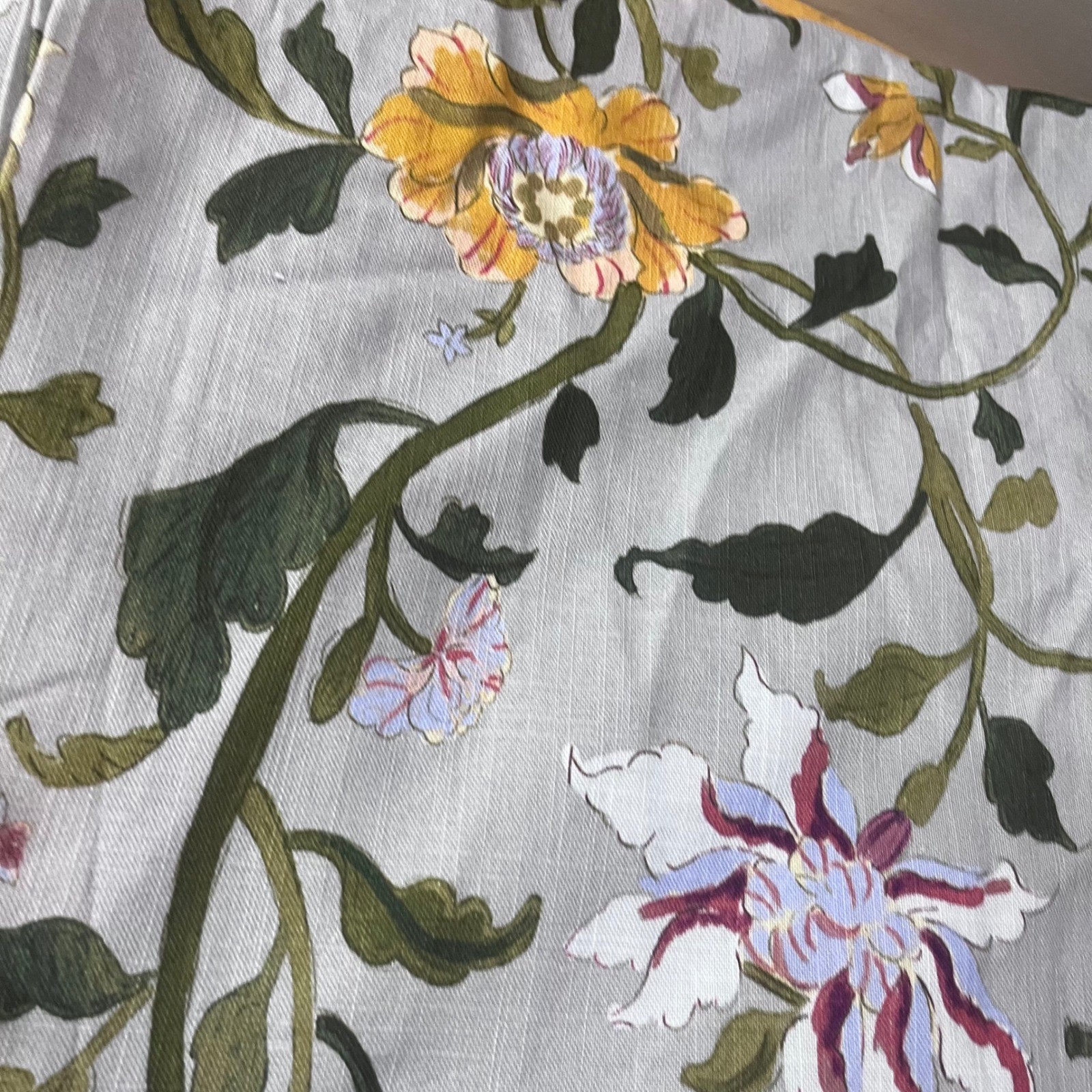 Anthropologie Hattie Floral Curtain (2) Panels Blue Pink 50×96 Lined Botanical