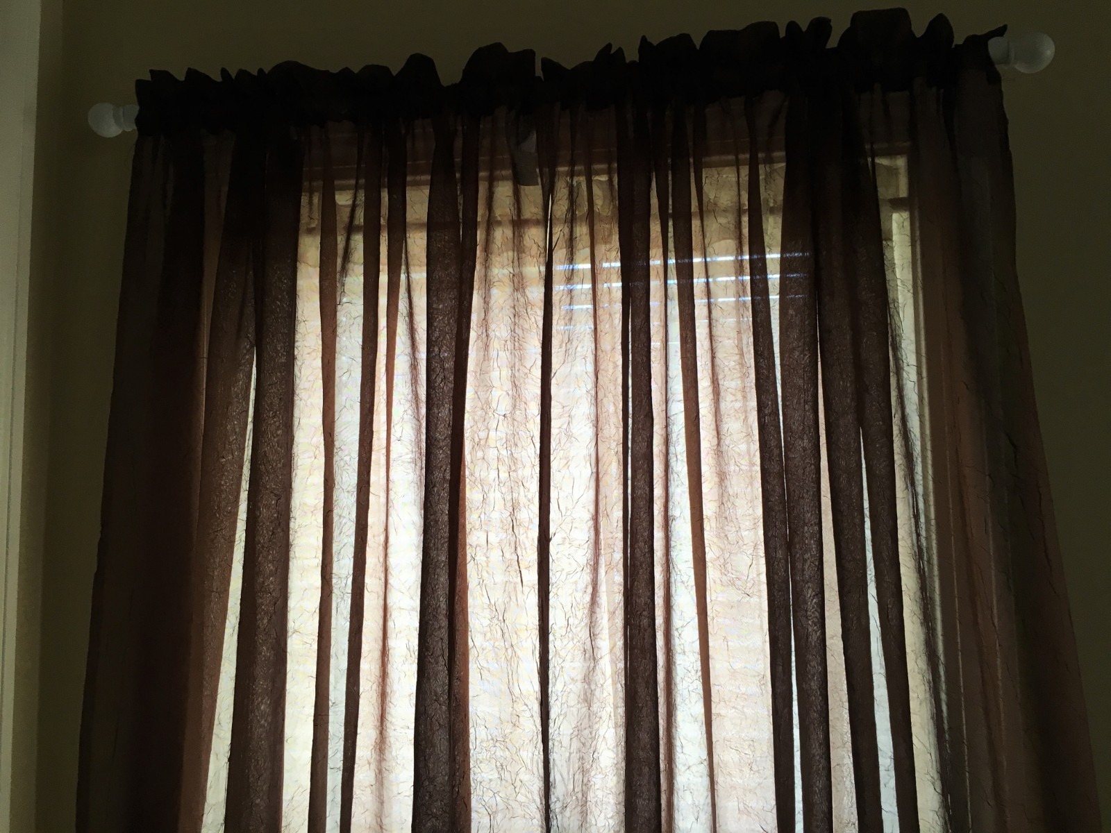 🔴 NEW Dark Brown Window Curtains 2 Panels Krinkle Fabric 84″ Dark Brown NWOT