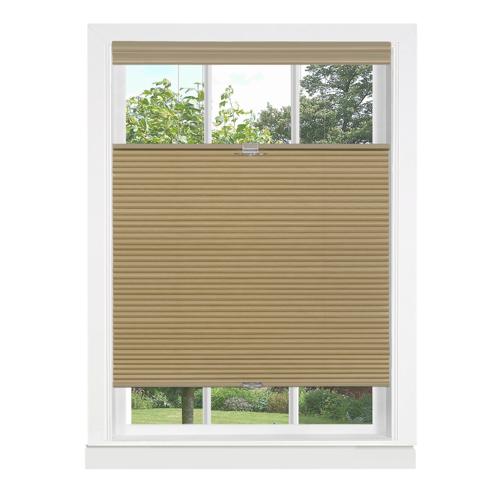 Cordless Top-Down Honeycomb Cellular Pleated Shade – 27 x 64 – Tan