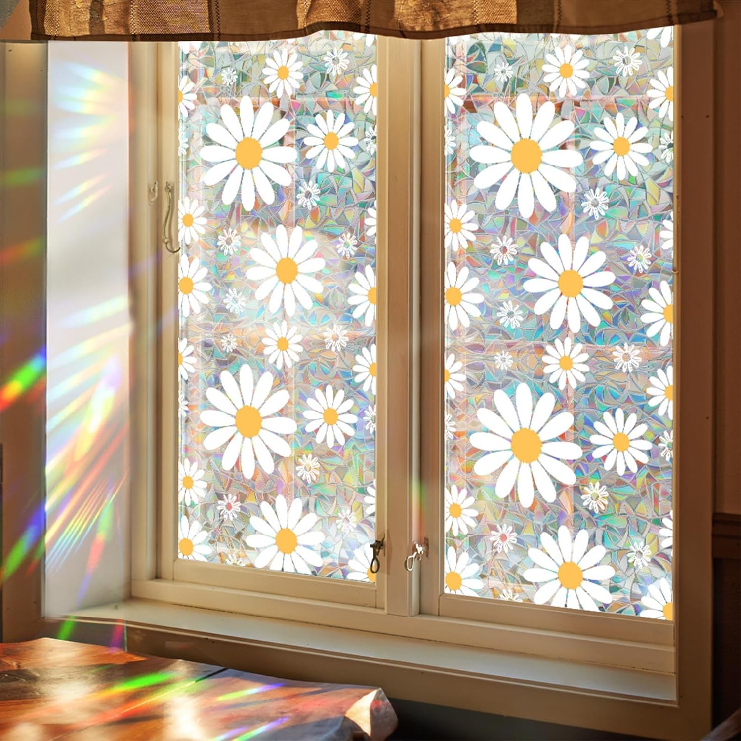 Rainbow Window Film Static Cling – Daisy Design Bird Deterrent Sticker