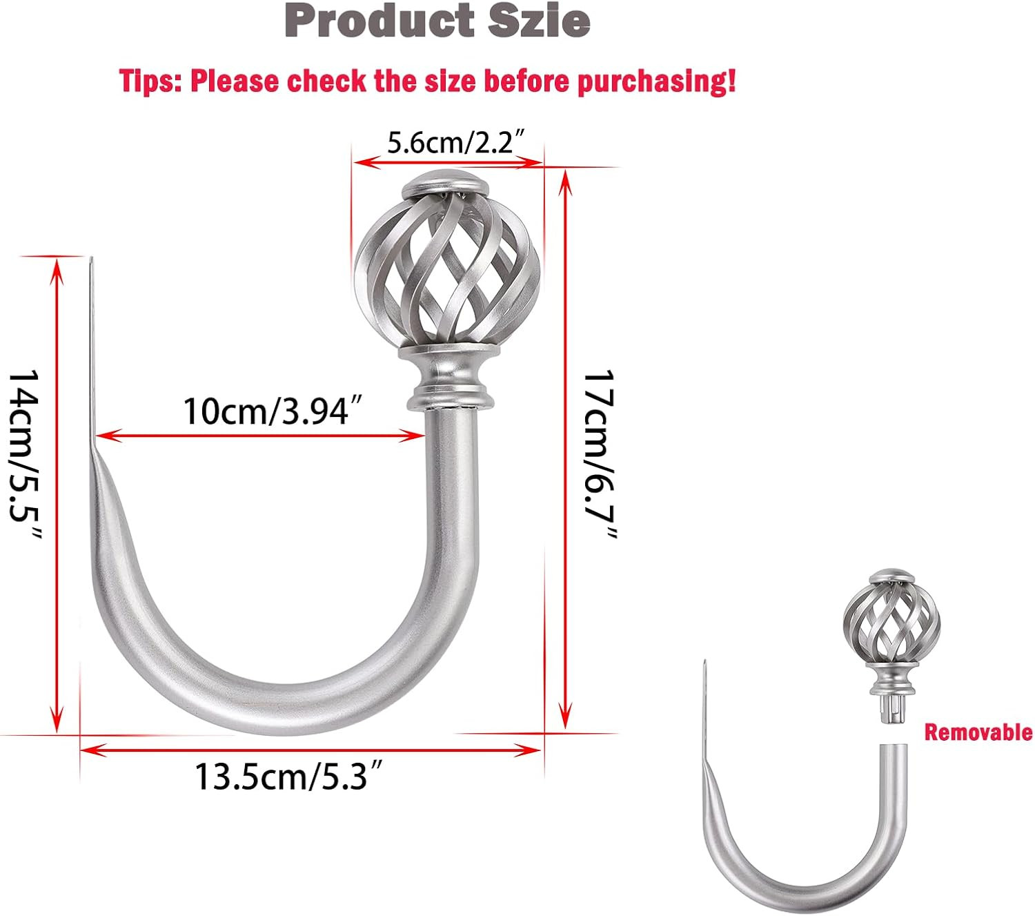 Set of 2 Metal Curtain Holdbacks – Wall Mounted Drapery Tiebacks with Screws, De
