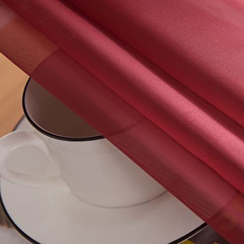 Basic Rod Pocket Sheer Voile Window Curtain Panels 1 Pair 52 W x 84 L Burgundy