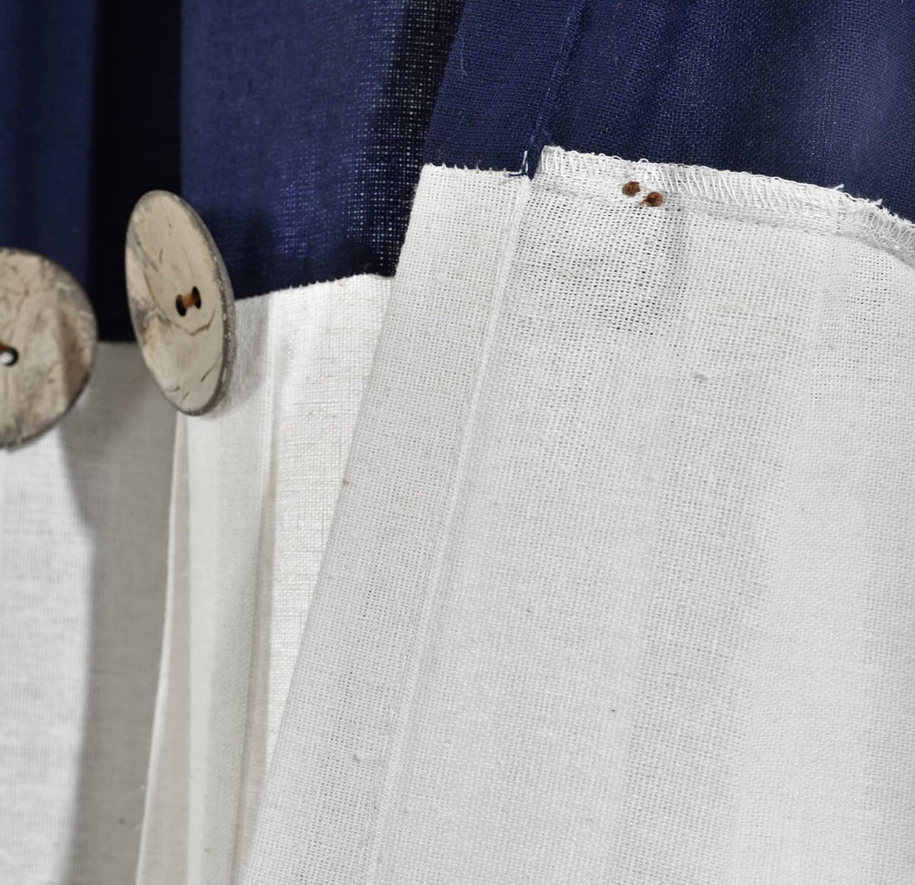 Lush Décor Two Kitchen Tiers Linen Button 29x36in Each Navy