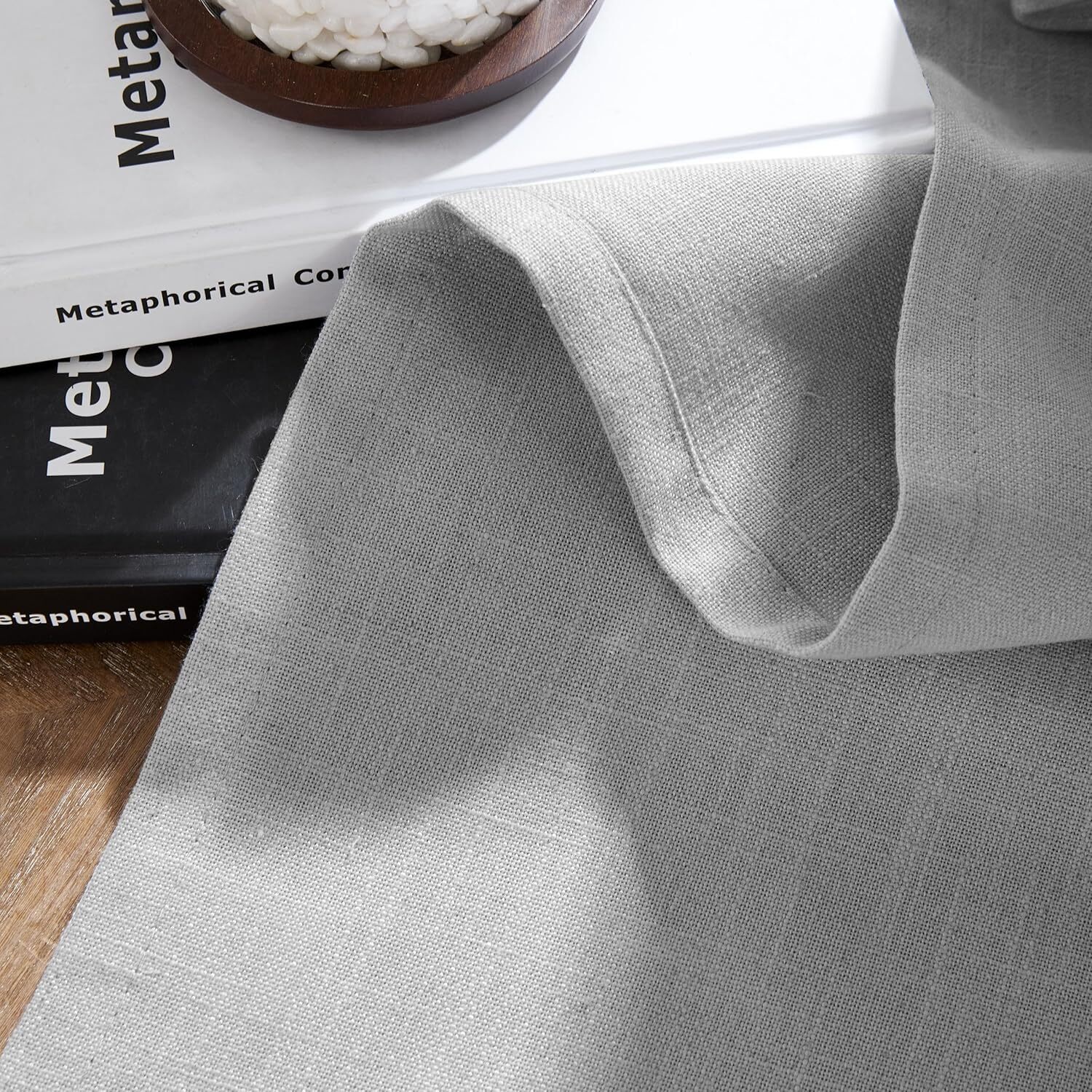 Joydeco Linen Curtains – Light Filtering – Ebony Grey – set of 2 – 52W x 72L