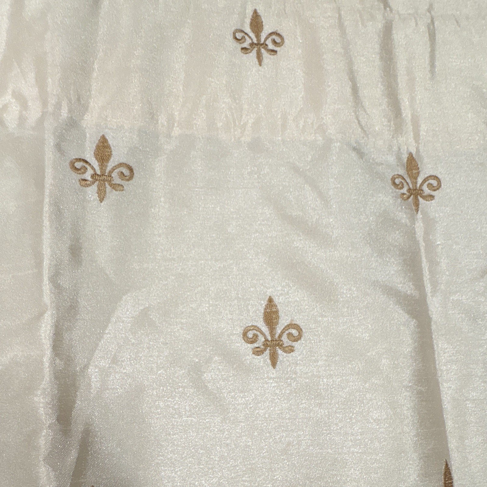 NEW Open Box, Rod-Pocket, Lined Single Valence, 50×17, Ivory&Wheat Fleur de Lis